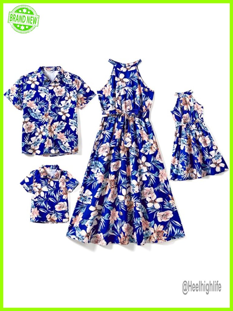 Halter Neck Ruffle Maxi Dress With Floral Print - Matching Family Vacation